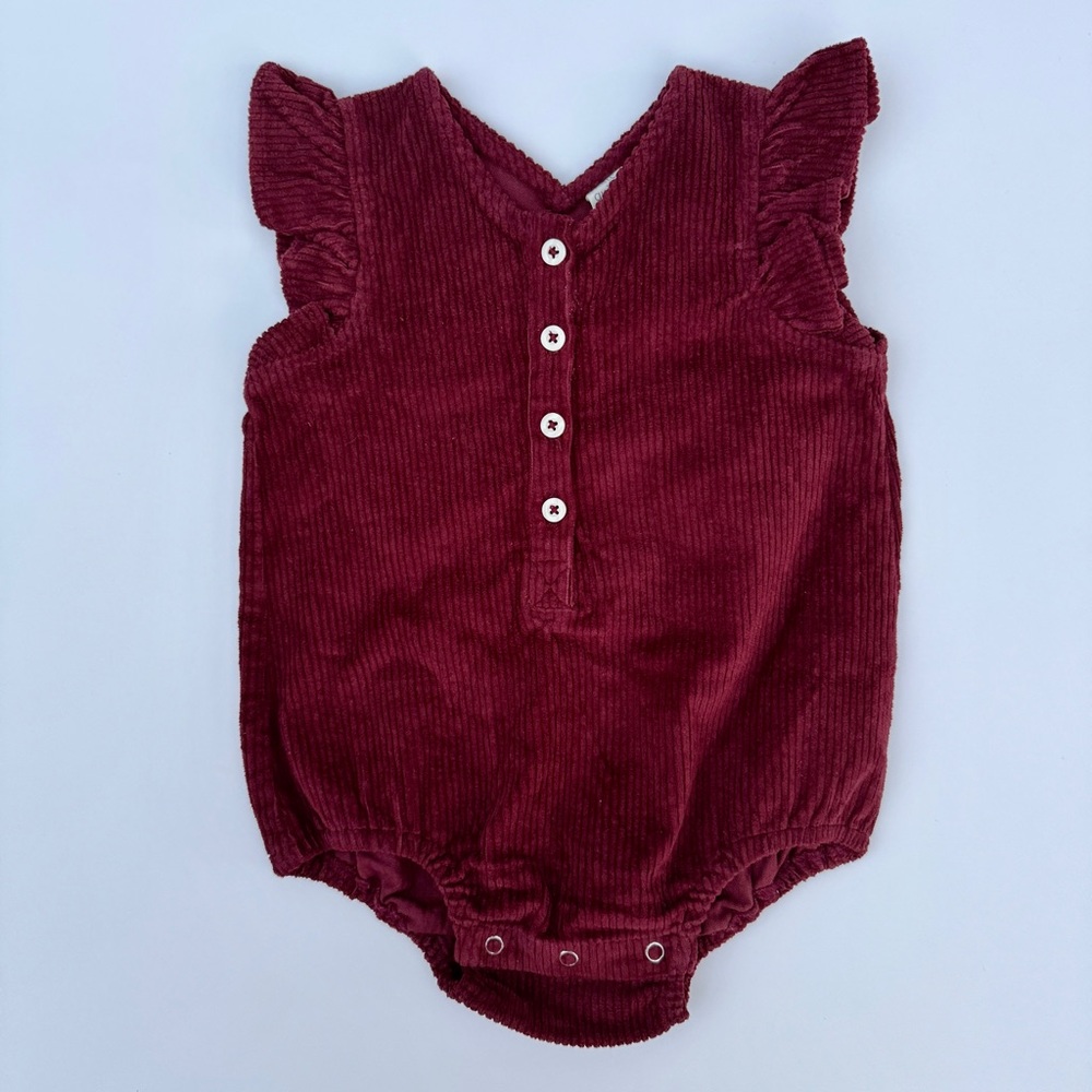 NWT Kate Quinn Burgundy Corduroy Bubble Romper 18-24M Fall Thanksgiving Photo